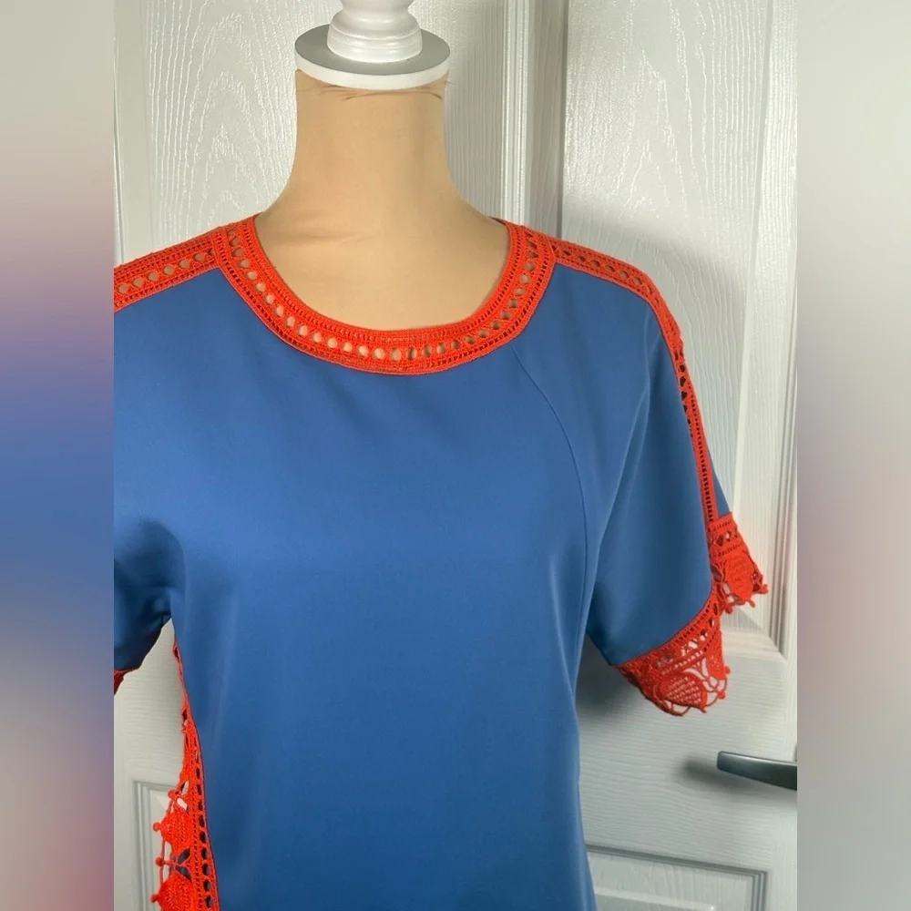 Tory Burch Marisa Lace Crochet Trim Runway Shift Dress Size 8